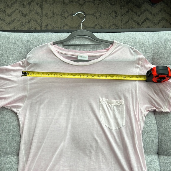 Saint Laurent YSL Distressed Pocket Tee - Rose - Picture 10 of 11